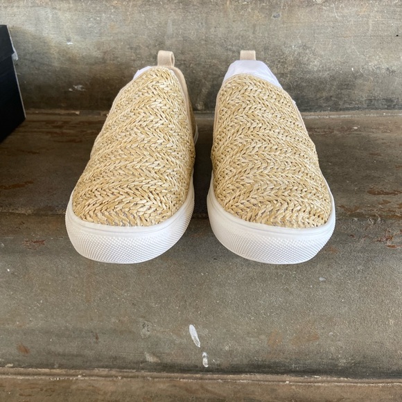 Nicole Miller Tonnille Beige Raffia Slip-On Sneakers - Picture 3 of 6